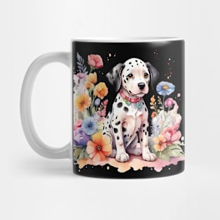 A baby dalmatian decorated with beautiful watercolor flowers Mug